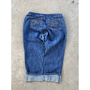 Rocawear Dark Blue Denim Cropped Jeans with Studded Back Pockets